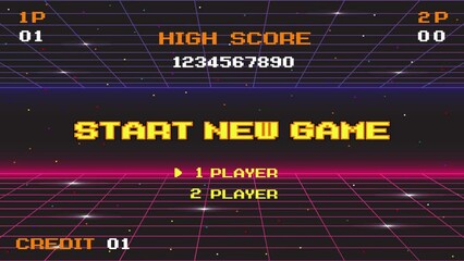 START NEW GAME play .pixel art .8 bit game. retro game. for game assets.	 - Powered by Adobe