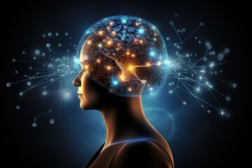 Obraz premium Neuronal learning, 3d neurons forge new connections, strengthening the brain's cognitive abilities, Neurons in the brain act as messengers, brain's neurons fire in synchrony, deep concentration focus