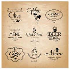 Label set for restaurant menu design