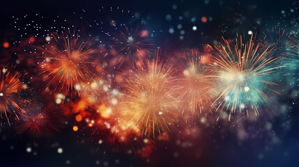 Fototapeta premium Beautiful creative holiday background with fireworks and sparkles