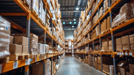 stock product inventory on shelf at distribution warehouse. logistic business ship and deliver, professional, stock, manage, movement, logistic, storage, delivering, shipping, supply, storehouse - obrazy, fototapety, plakaty