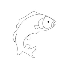 Fish continuous one line drawing  outline vector illustration