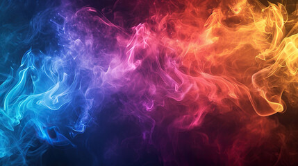Abstract multicolored smoke on a black isolated background.