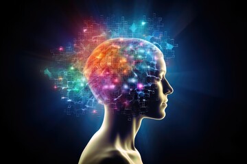 Brain puzzle, jigsaw, mind game receptor plasticity. Brainwave ballet orchestrates neurotransmission at nexus. Mental processes blossom, lush reflex. Blood brain barrier problem solving realms