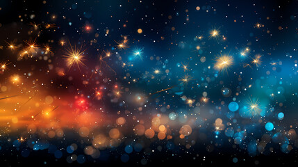 Obraz premium Beautiful creative holiday background with fireworks and sparkles