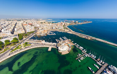 Bari, Italy. Embankment and port. Bari is a port city on the Adriatic coast, the capital of the...