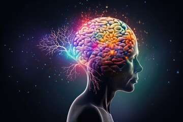 Obraz premium Creative thoughts and visionary mindset. Cognitive engagement fosters neural network integration, neurological harmony. Neurogenic bladder conditions benefit from cognitive therapeutic hypnosis