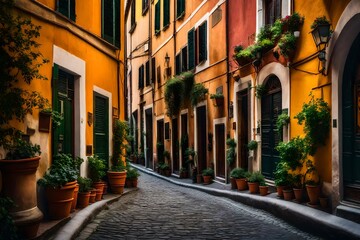 Cozy street in Trastevere, Rome, Europe. Trastevere is a romantic district of Rome, along the Tiber...