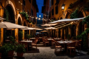 Fototapeta na wymiar outdoor restaurant in Italy
