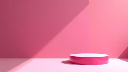 Abstract scene background. Cylinder podium on pink background. Product presentation, mock up, show cosmetic product, Podium, stage pedestal or platform.   