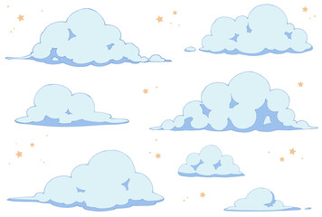 カットイラストセット_雲_夜