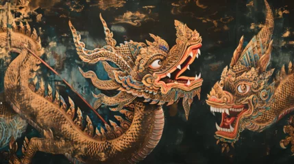 Wandcirkels tuinposter chinese dragon statue on the wall © Zohaib zahid 