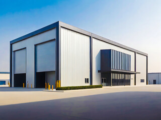 warehouse building with sky. generative AI