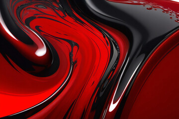 Abstrakte Marmor-Acrylfarben in Rot und Schwarz in Wellen gemalt, Textur. - obrazy, fototapety, plakaty
