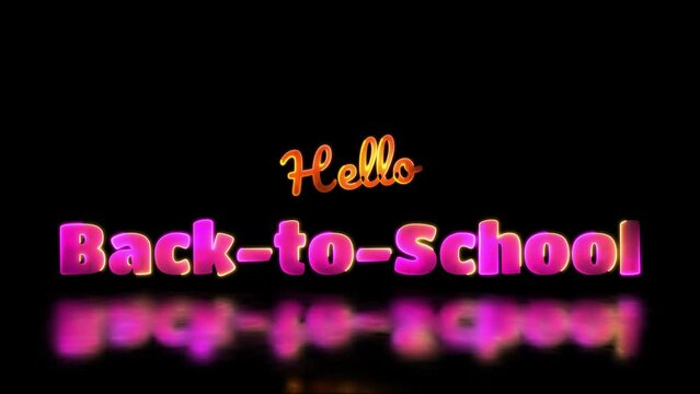 Glowing looping back to school word neon frame effect, black background. 