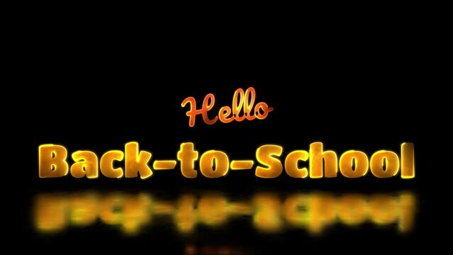 Glowing looping back to school word neon frame effect, black background. 