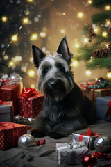 New Year's happy dog Scotch Terrier15