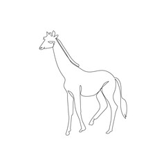 Giraffe continuous one line drawing outline vector illustration