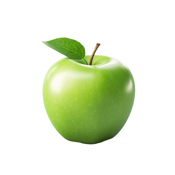Green apple isolated on transparent background. Generative ai design.