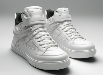 sporty and comfortable sneakers with no branding or markings, white isolated background, studio light at background