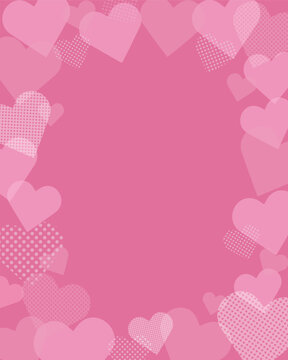 バレンタインに使えるドットのピンクのハートのベクターフレーム画像