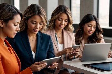 The digital tablet in the hands of these powerful female executives is a canvas for their creative ideas, each one bringing a different vision to life with the touch of a finger.