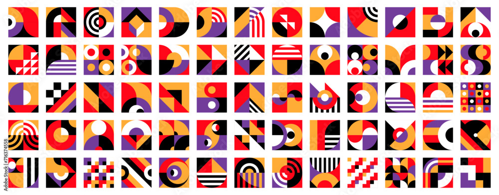 Poster geometric abstract elements. retro patterns set. business presentation vintage composition, corporat
