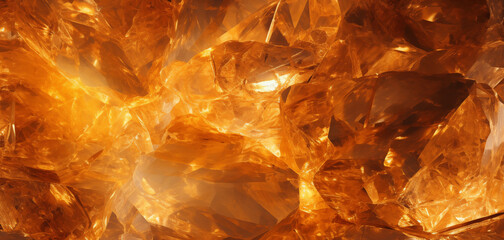 Goldfeldite crystals in glowing orange, wide format background