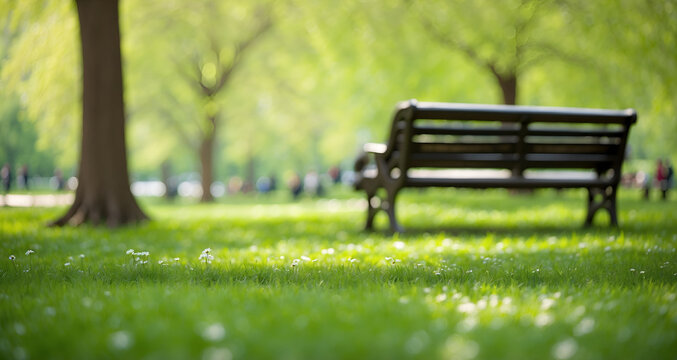 Blurred photo of bench in the park
