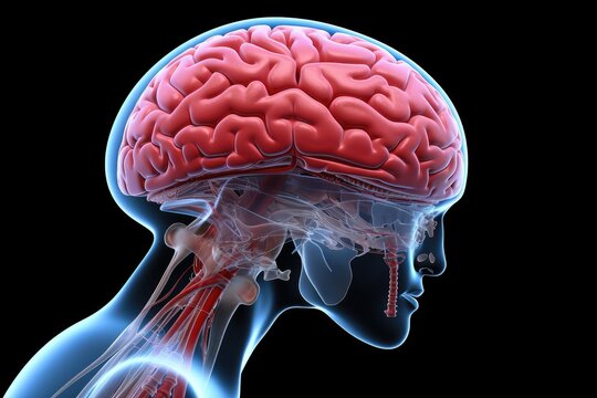 Red mind axon pain, a trigger for brain distress. A red dot signifies pain point, reflecting broken cell. Primary Headache, Migraine, Cephalalgia, interconnectedness of brain, Head pain perception