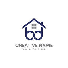 real estate logo. initial letter BD roofing logo. 