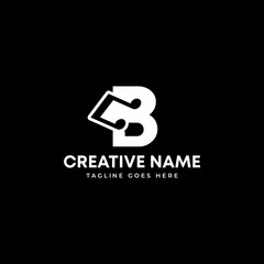 letter B with music note logo. music logo.