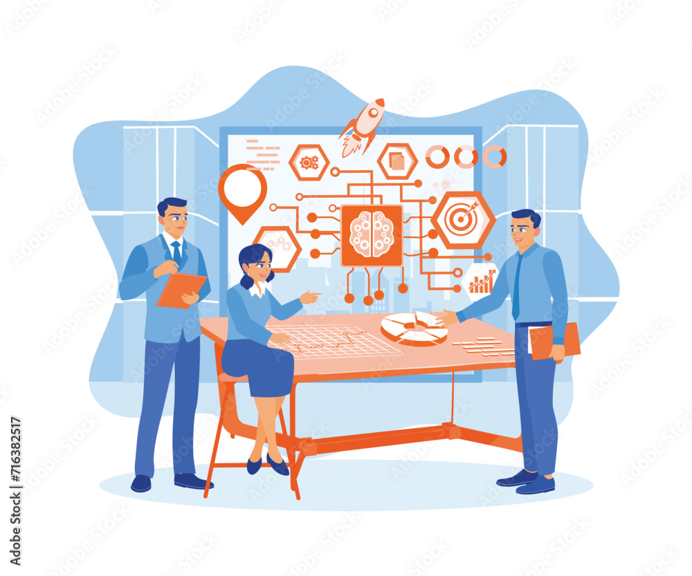 Wall mural ux developer and ui designer working together. creative digital development agency. digital business