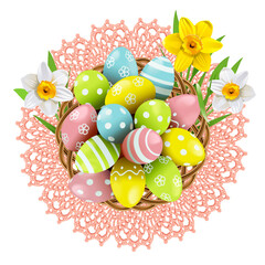 Vector Easter Concept with Lace Napkin