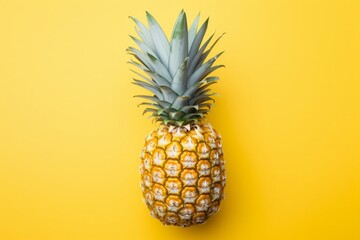 Fresh Ripe Pineapple on Vibrant Yellow Background