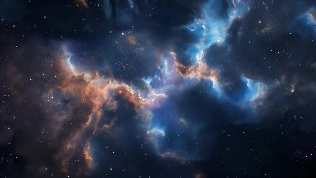 A cosmic nebula dotted with stars, emitting a mystical beauty with vivid colors and bursts of light.
