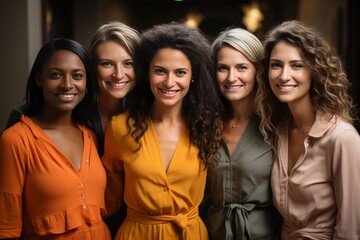 Diverse Group of Joyful Women Embracing Friendship