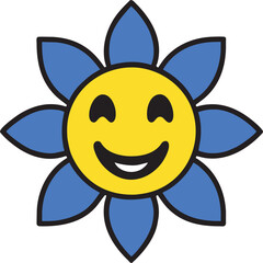 create an icon of a sunflower with a smiley face, representing happiness and hope through charity, icon