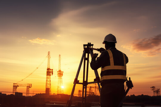The essence of industrial leadership, this photo features an engineer's silhouette against a blurred natural sunset, highlighting the confluence of nature and industry.