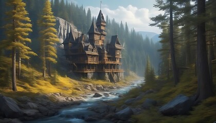 Deep wood fantasy castle