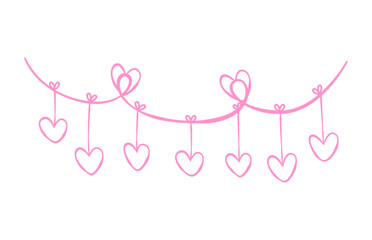 Hand Drawn Pink Hearts Garland