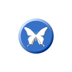 Butterfly button icon isolated on transparent background