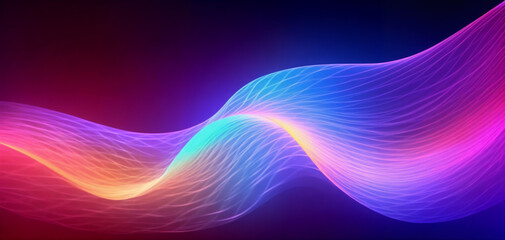 a colorful wave of light on a black background with a red and blue background and a pink and blue background, generative ai