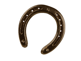Metal horseshoe isolated on transparent background. PNG image.