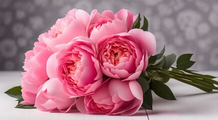 Stunning bouquet of pink peony roses