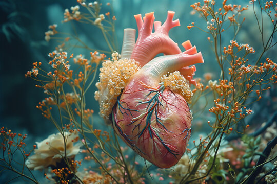 A surreal artwork visualizing the sounds and rhythms of the pulmonary heart,
