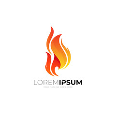 Abstract fire logo with 3d colorful, burning fire icon