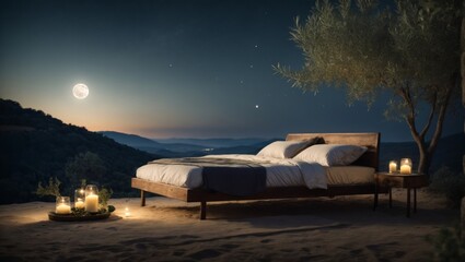 Serene Night Scenery: Moonlit Tranquility