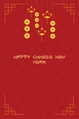 Naklejka premium happy chinese new year isolated with gold and red, flat design