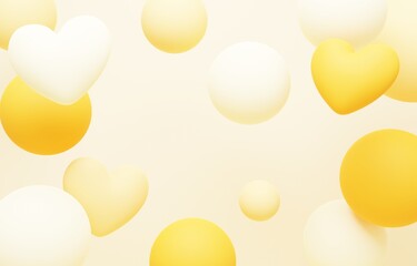 3D背景素材_ハート_黄色